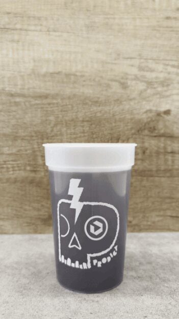 Color-changing Prodigy mood cup, branded with the Prodigy skull logo