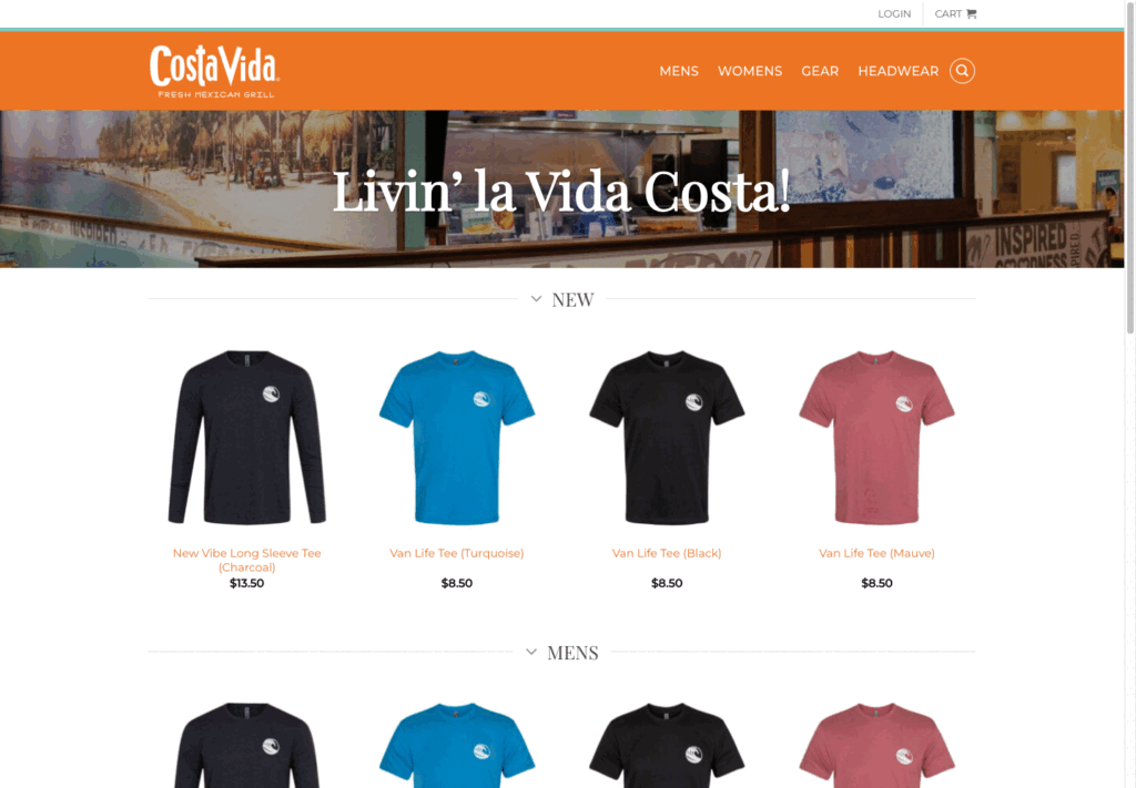 The Costa Vida internal store — uniform distribution, built and fulfilled by Prodigy Promos
