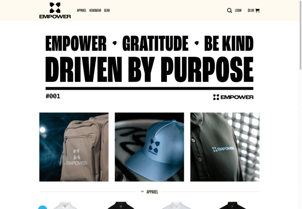 The EmpowerX store — gear for outfitting sales teams, built and fulfilled by Prodigy Promos